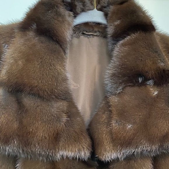 Jean Claude Jitrois Genuine Mink  Fur Coat Medium Length Dark Brown Size XL US/4 - Picture 3 of 16